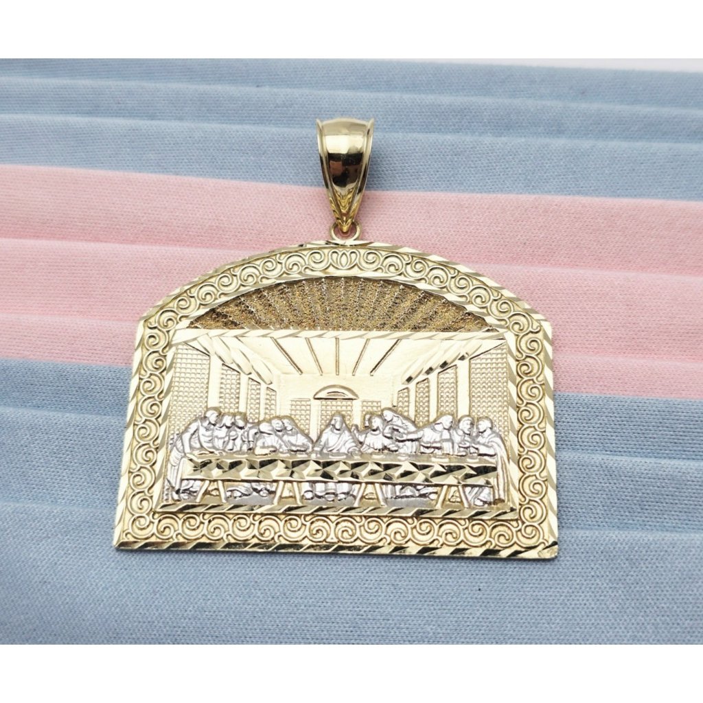Unique 10k Two Tone Multi Color Gold Religious The Last Supper Charm Pendant